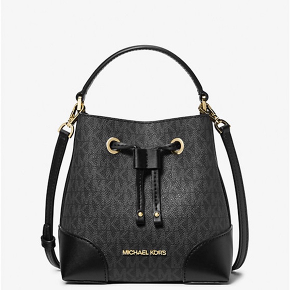 MICHAEL KORS MERCER Small Logo Bucket crossbody Bag Black signature color - Picture 15 of 16